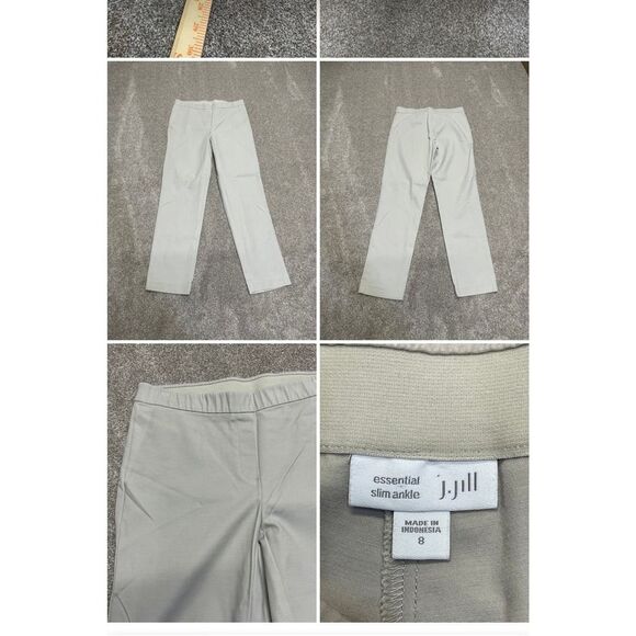 J. Jill womens essential slim ankle pants sz 8 cream stretch casual trouser - Picture 1 of 12